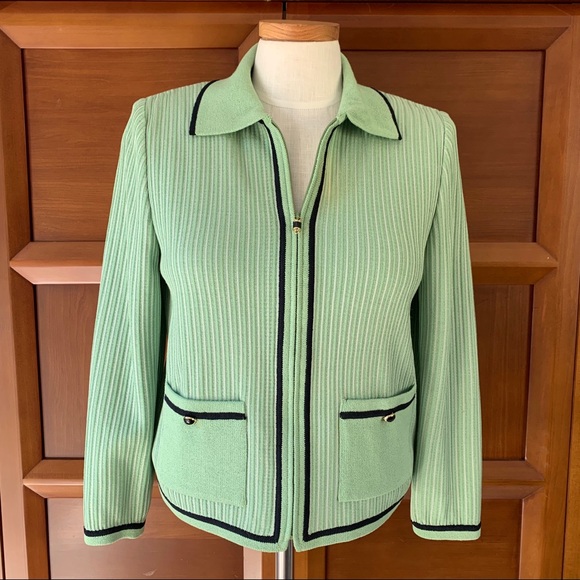 St. John Collection Jackets & Blazers - St. John Collection Green Zip Sweater Jacket